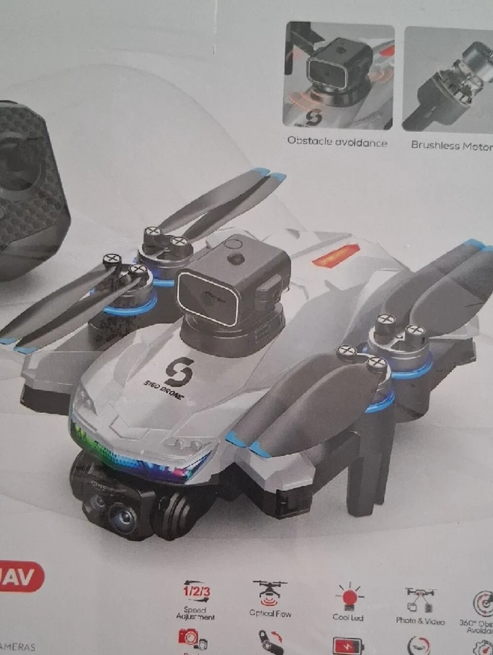S160 UAV Foldable Drone with Remote - White & Black